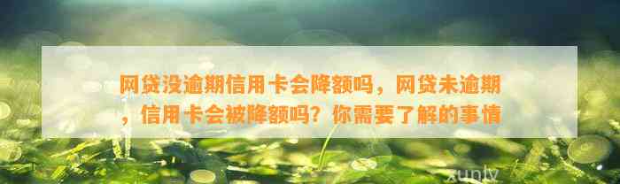 网贷没逾期信用卡会降额吗，网贷未逾期，信用卡会被降额吗？你需要了解的事情