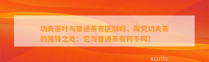 功夫茶叶与普通茶有区别吗，探究功夫茶的特别之处：它与普通茶有何不同？