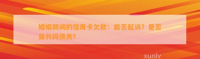 婚姻期间的信用卡欠款：能否起诉？是否属共同债务？