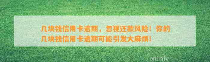 几块钱信用卡逾期，忽视还款风险！你的几块钱信用卡逾期可能引发大麻烦！