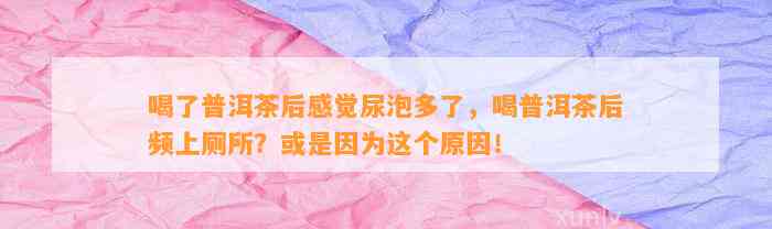 喝了普洱茶后感觉尿泡多了，喝普洱茶后频上厕所？或是因为这个起因！