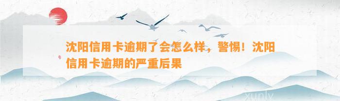 沈阳信用卡逾期了会怎么样，警惕！沈阳信用卡逾期的严重后果