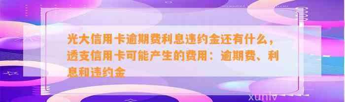 光大信用卡逾期费利息违约金还有什么，透支信用卡可能产生的费用：逾期费、利息和违约金