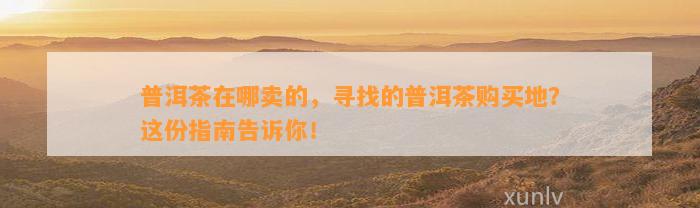 普洱茶在哪卖的，寻找的普洱茶购买地？这份指南告诉你！