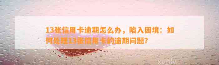 13张信用卡逾期怎么办，陷入困境：如何处理13张信用卡的逾期问题？