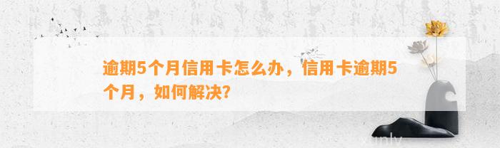 逾期5个月信用卡怎么办，信用卡逾期5个月，如何解决？