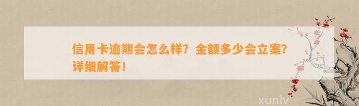 信用卡逾期会怎么样？金额多少会立案？详细解答！