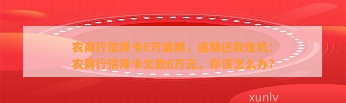 农商行信用卡6万逾期，逾期还款危机：农商行信用卡欠款6万元，你该怎么办？