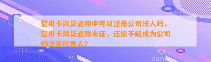 信用卡网贷逾期中可以注册公司法人吗，信用卡网贷逾期未还，还能不能成为公司的法定代表人？