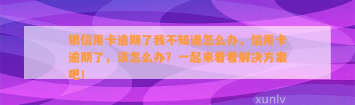 银信用卡逾期了我不知道怎么办，信用卡逾期了，该怎么办？一起来看看解决方案吧！