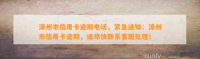 漳州市信用卡逾期电话，紧急通知：漳州市信用卡逾期，请尽快联系客服处理！