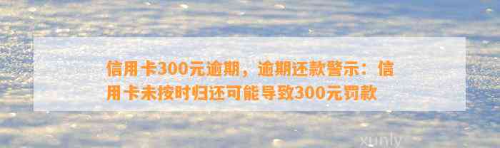 信用卡300元逾期，逾期还款警示：信用卡未按时归还可能导致300元罚款