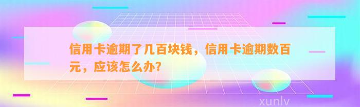 信用卡逾期了几百块钱，信用卡逾期数百元，应该怎么办？