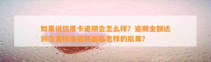 如果说信用卡逾期会怎么样？逾期金额达到立案标准后将面临怎样的后果？