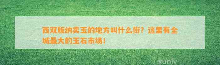 西双版纳卖玉的地方叫什么街？这里有全城最大的玉石市场！