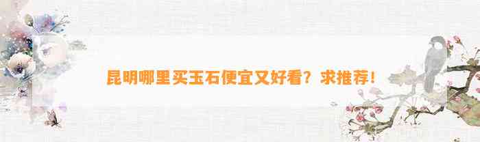 昆明哪里买玉石便宜又好看？求推荐！