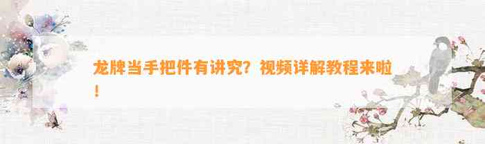 龙牌当手把件有讲究？视频详解教程来啦！