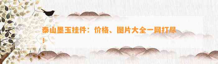 泰山墨玉挂件：价格、图片大全一网打尽！