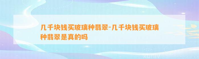 几千块钱买玻璃种翡翠-几千块钱买玻璃种翡翠是真的吗