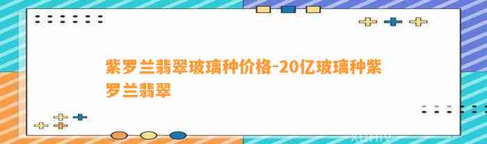 紫罗兰翡翠玻璃种价格-20亿玻璃种紫罗兰翡翠