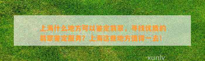 上海什么地方可以鉴定翡翠，寻找优质的翡翠鉴定服务？上海这些地方值得一去！