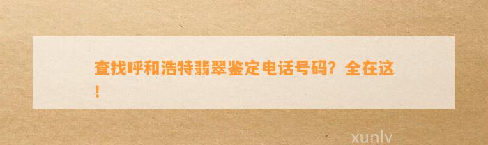 查找呼和浩特翡翠鉴定电话号码？全在这！