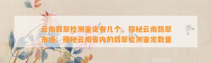 云南翡翠检测鉴定有几个，探秘云南翡翠市场：揭秘云南省内的翡翠检测鉴定数量