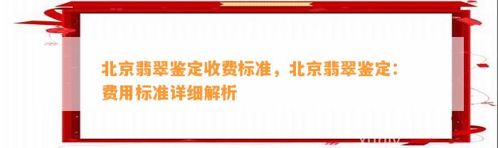 北京翡翠鉴定收费标准，北京翡翠鉴定：费用标准详细解析