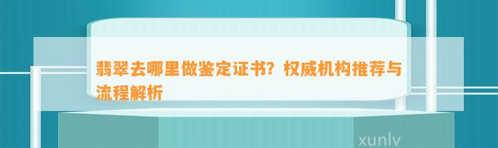 翡翠去哪里做鉴定证书？权威机构推荐与流程解析