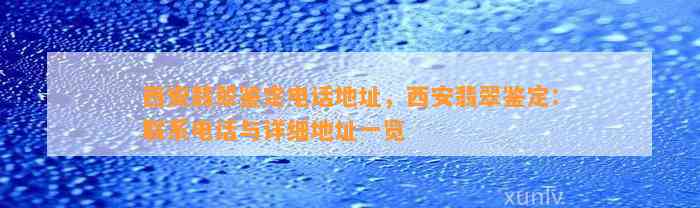 西安翡翠鉴定电话地址，西安翡翠鉴定：联系电话与详细地址一览