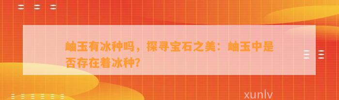 岫玉有冰种吗，探寻宝石之美：岫玉中是不是存在着冰种？