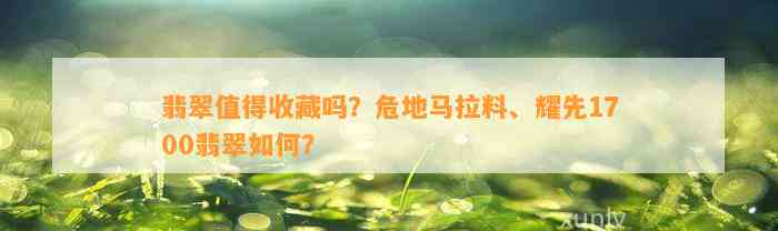 翡翠值得收藏吗？危地马拉料、耀先1700翡翠怎样？