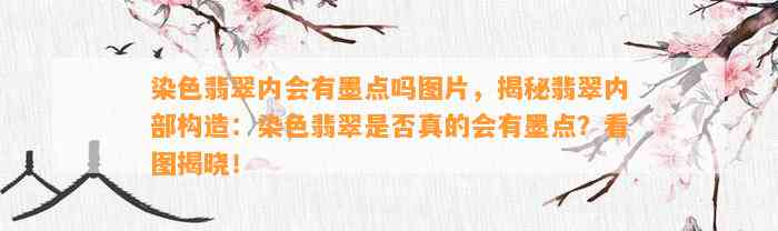 染色翡翠内会有墨点吗图片，揭秘翡翠内部构造：染色翡翠是不是真的会有墨点？看图揭晓！