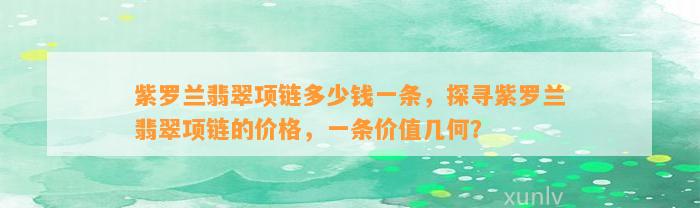 紫罗兰翡翠项链多少钱一条，探寻紫罗兰翡翠项链的价格，一条价值几何？