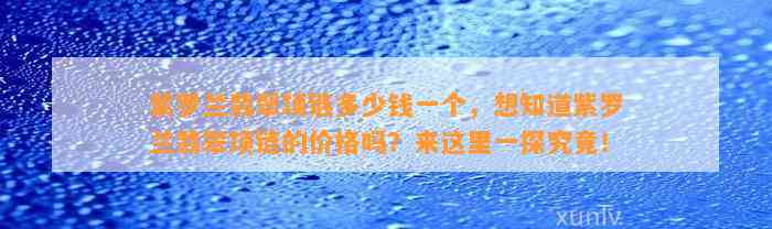 紫罗兰翡翠项链多少钱一个，想知道紫罗兰翡翠项链的价格吗？来这里一探究竟！