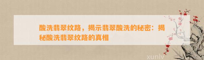 酸洗翡翠纹路，揭示翡翠酸洗的秘密：揭秘酸洗翡翠纹路的真相