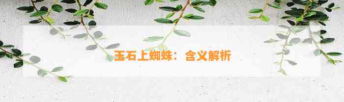 玉石上蜘蛛：含义解析