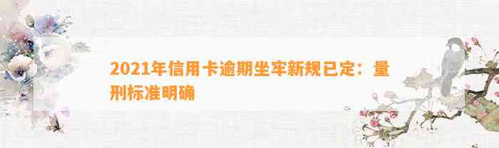 2021年信用卡逾期坐牢新规已定：量刑标准明确