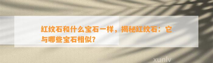 红纹石和什么宝石一样，揭秘红纹石：它与哪些宝石相似？