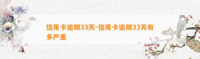 信用卡逾期33天-信用卡逾期33天有多严重