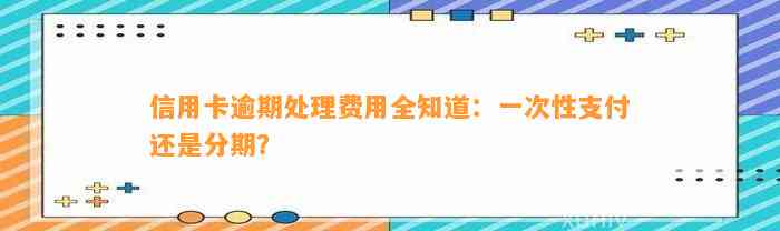 信用卡逾期处理费用全知道：一次性支付还是分期？