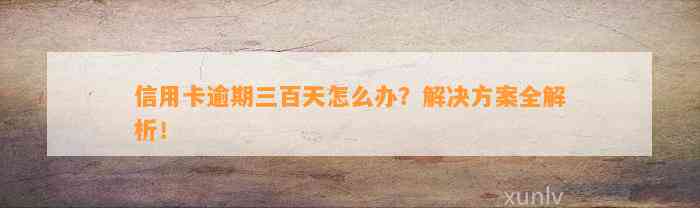 信用卡逾期三百天怎么办？解决方案全解析！