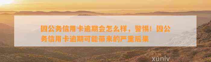 因公务信用卡逾期会怎么样，警惕！因公务信用卡逾期可能带来的严重后果