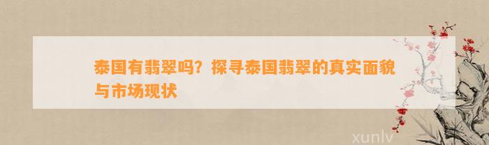 泰国有翡翠吗？探寻泰国翡翠的真实面貌与市场现状