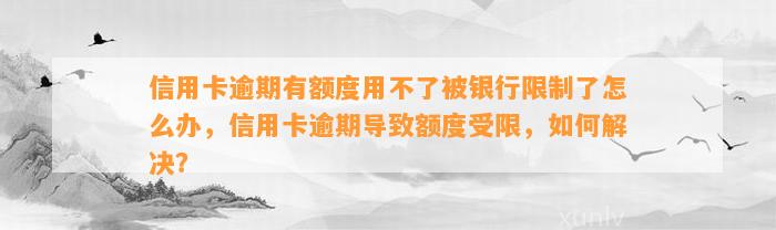 信用卡逾期有额度用不了被银行限制了怎么办，信用卡逾期导致额度受限，如何解决？