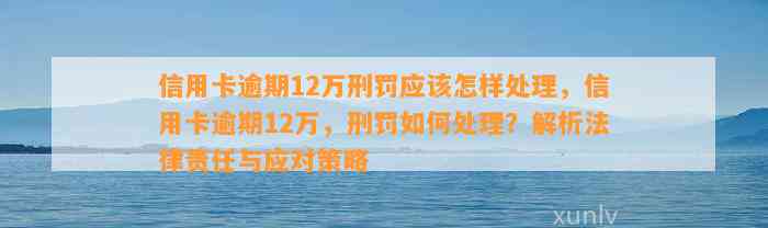 信用卡逾期12万刑罚应该怎样处理，信用卡逾期12万，刑罚如何处理？解析法律责任与应对策略