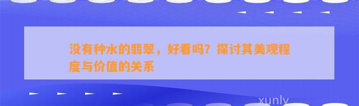 不存在种水的翡翠，好看吗？探讨其美观程度与价值的关系