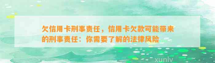 欠信用卡刑事责任，信用卡欠款可能带来的刑事责任：你需要了解的法律风险