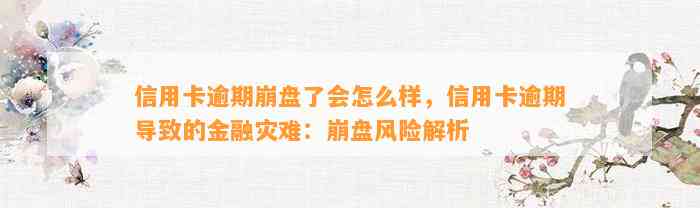 信用卡逾期崩盘了会怎么样，信用卡逾期导致的金融灾难：崩盘风险解析