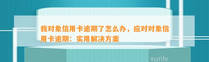 我对象信用卡逾期了怎么办，应对对象信用卡逾期：实用解决方案